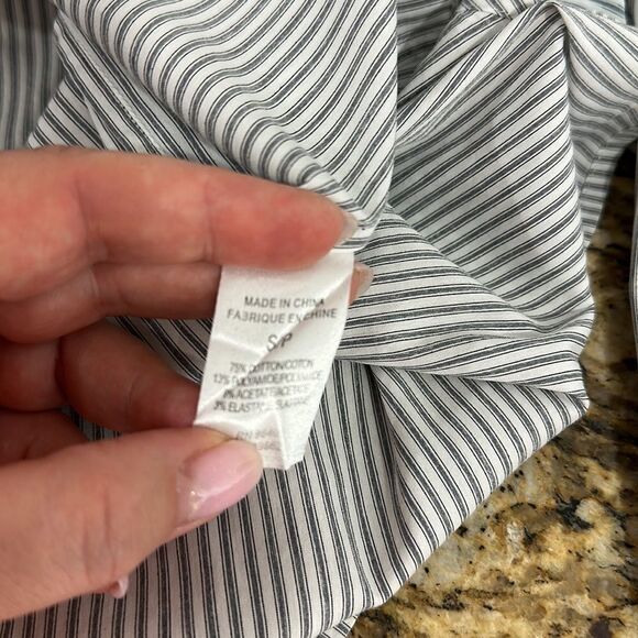Theory White And Blue Stripes Long Sleeve Button Down Shirt Size S - Picture 7 of 11